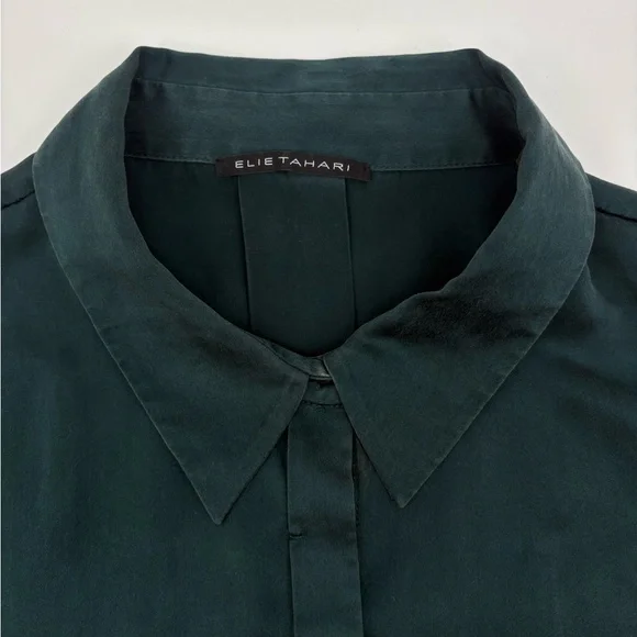 Elie Tahari | Safiya Silk Blouse in jade green | XL - Picture 3 of 8